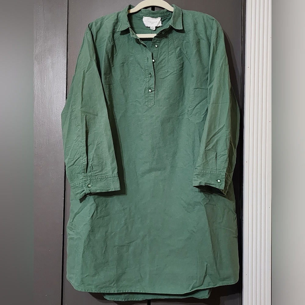 Sold - Pomander Place Forest Green Button-Up Dress